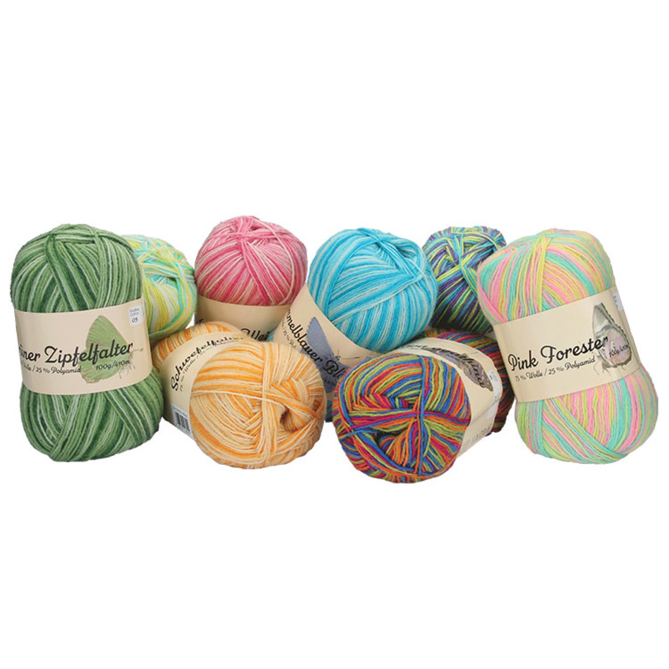 Plus Wolle Mix Assortment Butterfly Sockenwolle 4-fädig 100 g 0,8kg ca. 410 m / sortiert