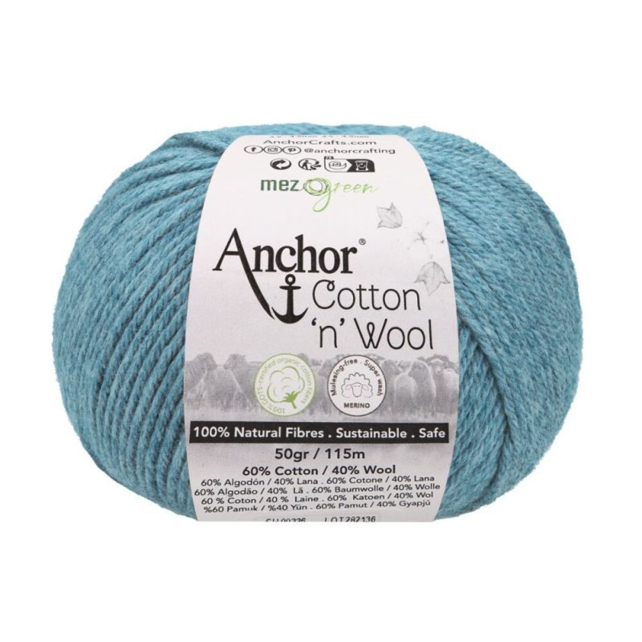 Mez Anchor Cotton Wool Farbe 00400 blue topaz