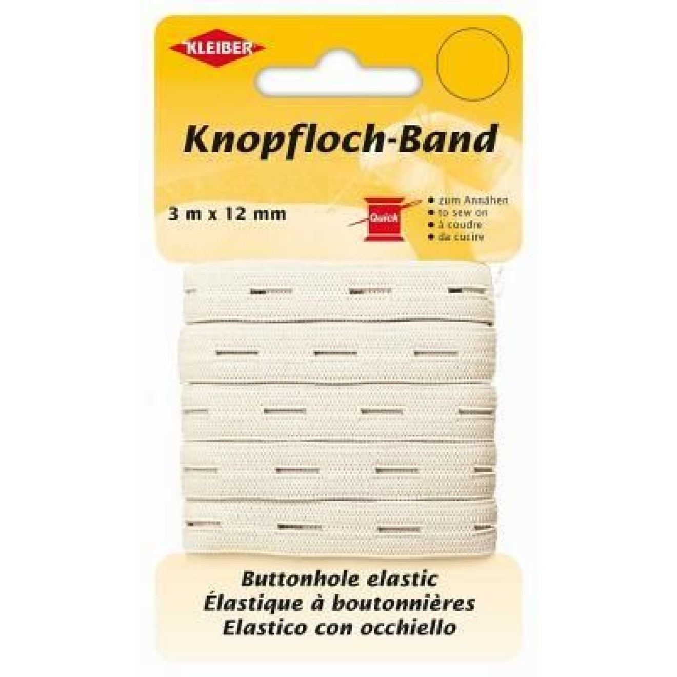 Kleiber Knopfloch-Elastic 3mx12 mm / weiß