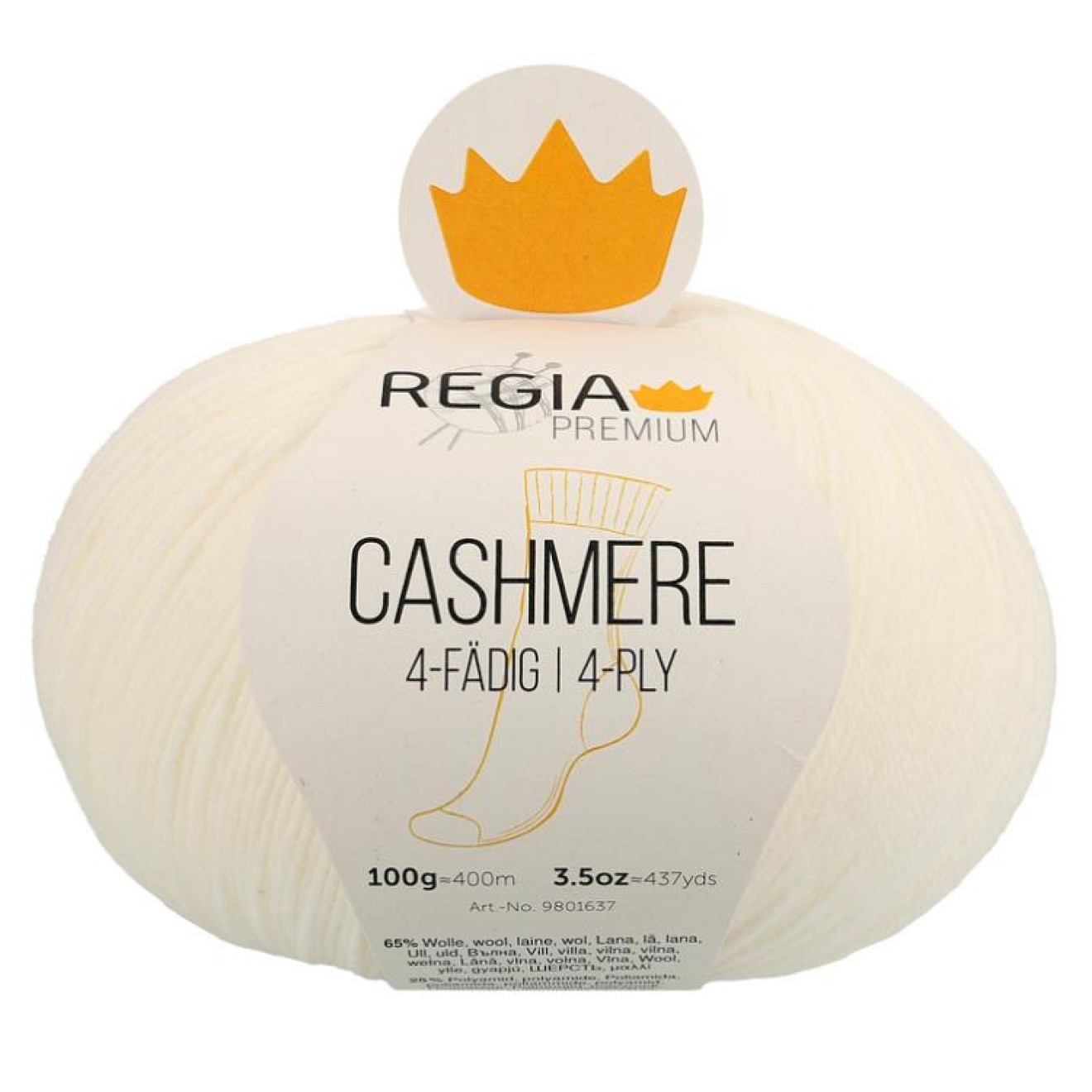 Regia 4-ply PREMIUM Cashmere Farbe 00001 white
