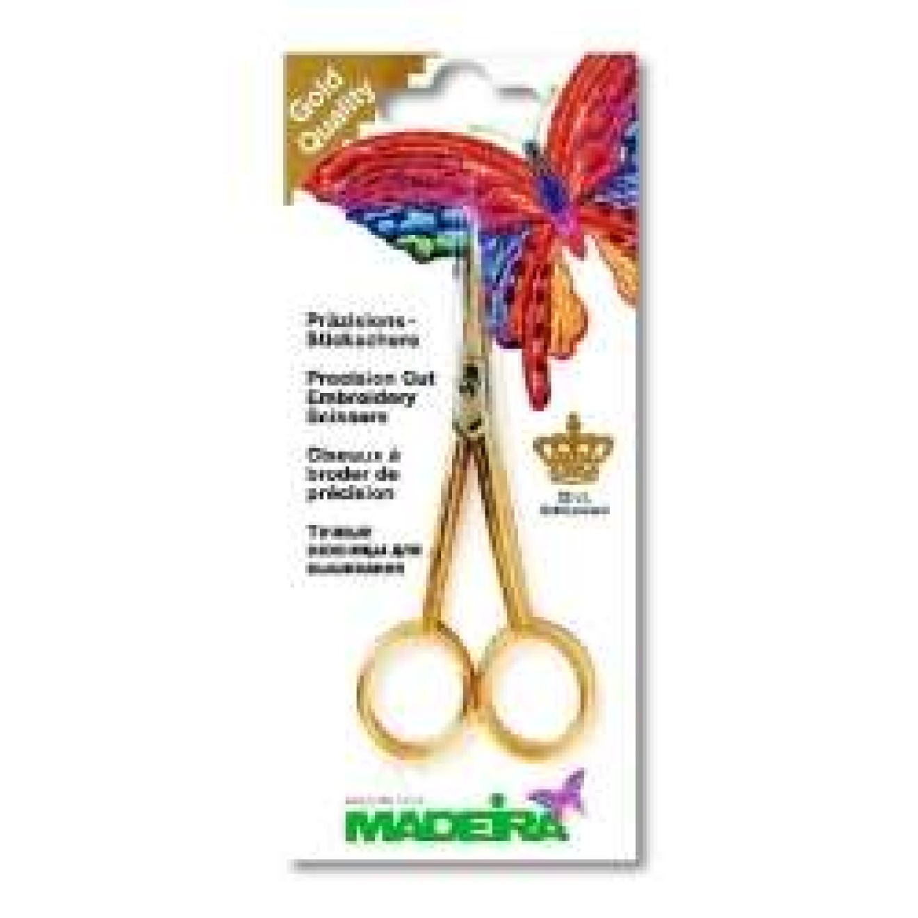 Madeira Stickschere gebogen colour vergoldet